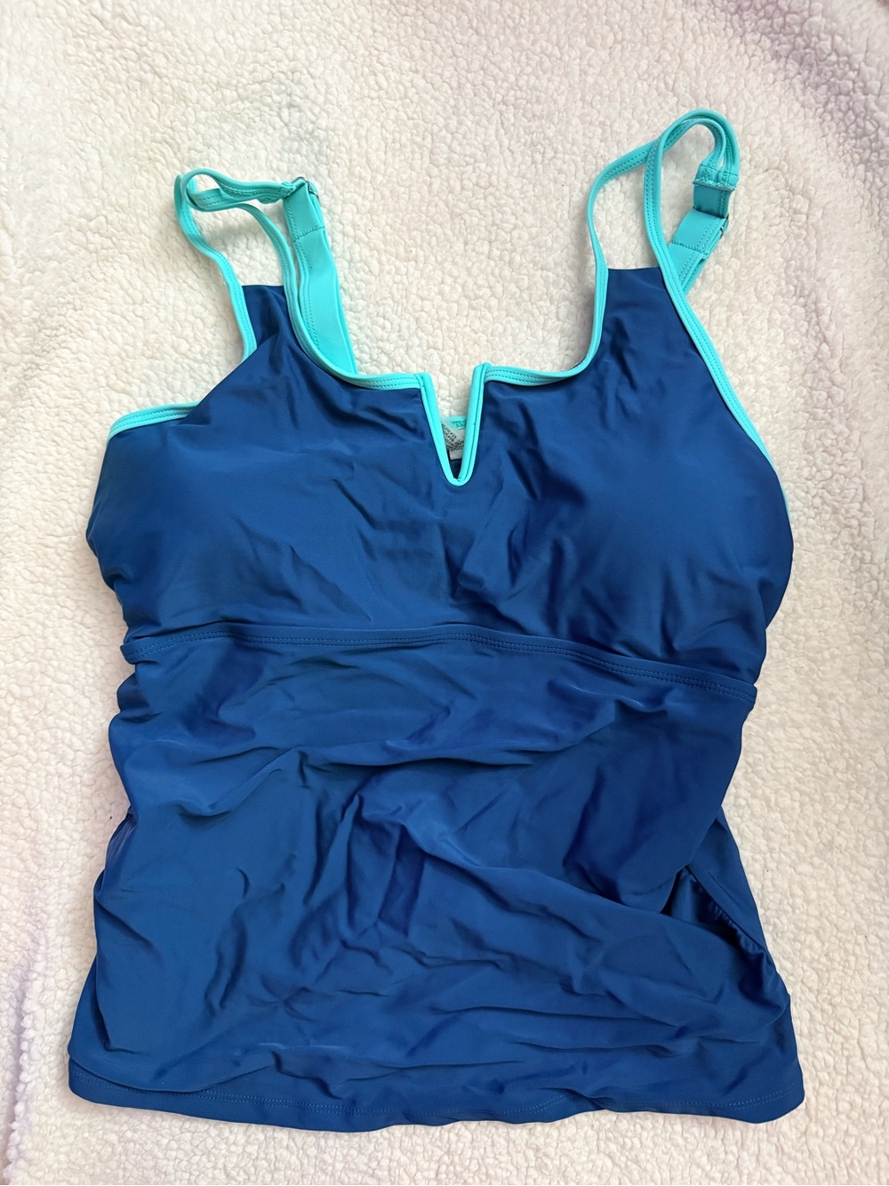 Womenâs Blue Tankini Top with Aqua Trim